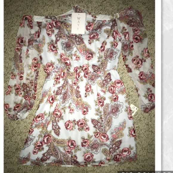 Wayf Floral Liberty Off Shoulder halter mini dress - Picture 7 of 8